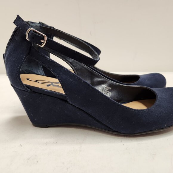 American Rag Miley Womens Closed Toe Ankle Strap Navy Wedge Heels Size: 6.5M - Picture 3 of 8